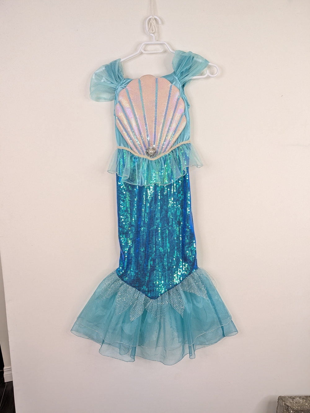 Girls Blue Mermaid Shell Costume Dress